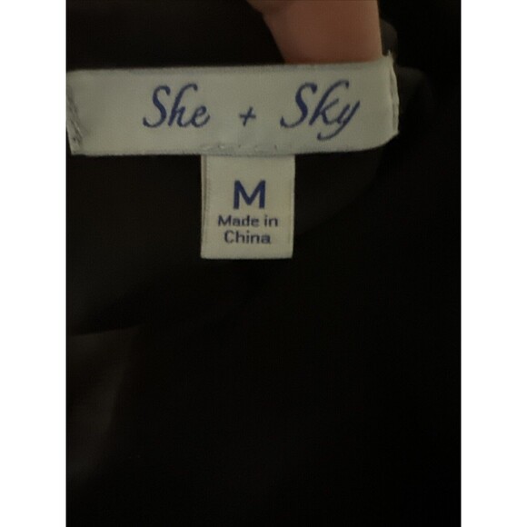 Women’s Black Formal Top Anthropologie She + Sky Blouse Size M - Picture 7 of 9